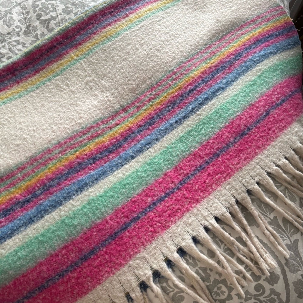 Free People-Skye Stripe Blanket 60” x 50” Striped Boho Southwestern Throw Fringe - Picture 4 of 7